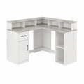 Eckschreibtisch mit Stauraum L-Form Spanplatte Weiß Betonoptik 120 x 120 x 94 cm