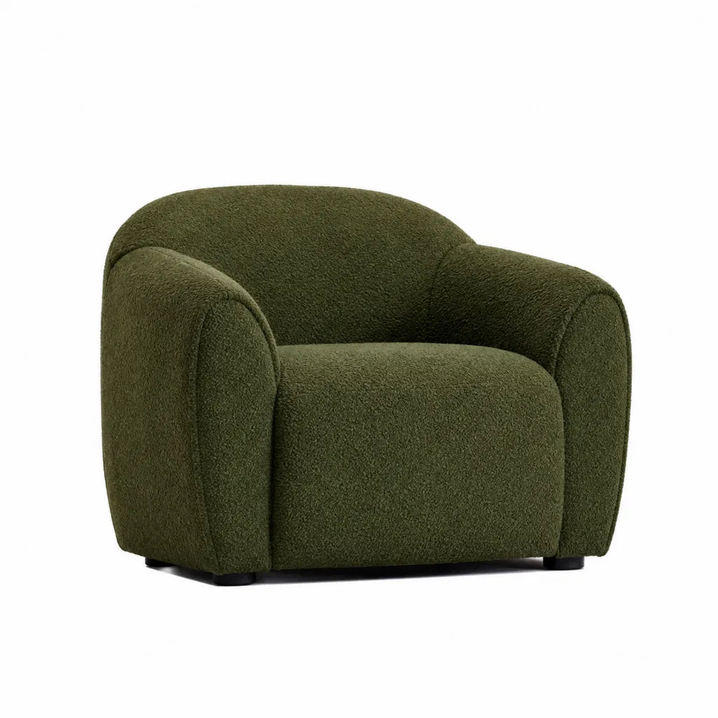 Polstersessel Bouclé 82 x 78 x 72 cm Polyester Schaumstoff Olivgrün