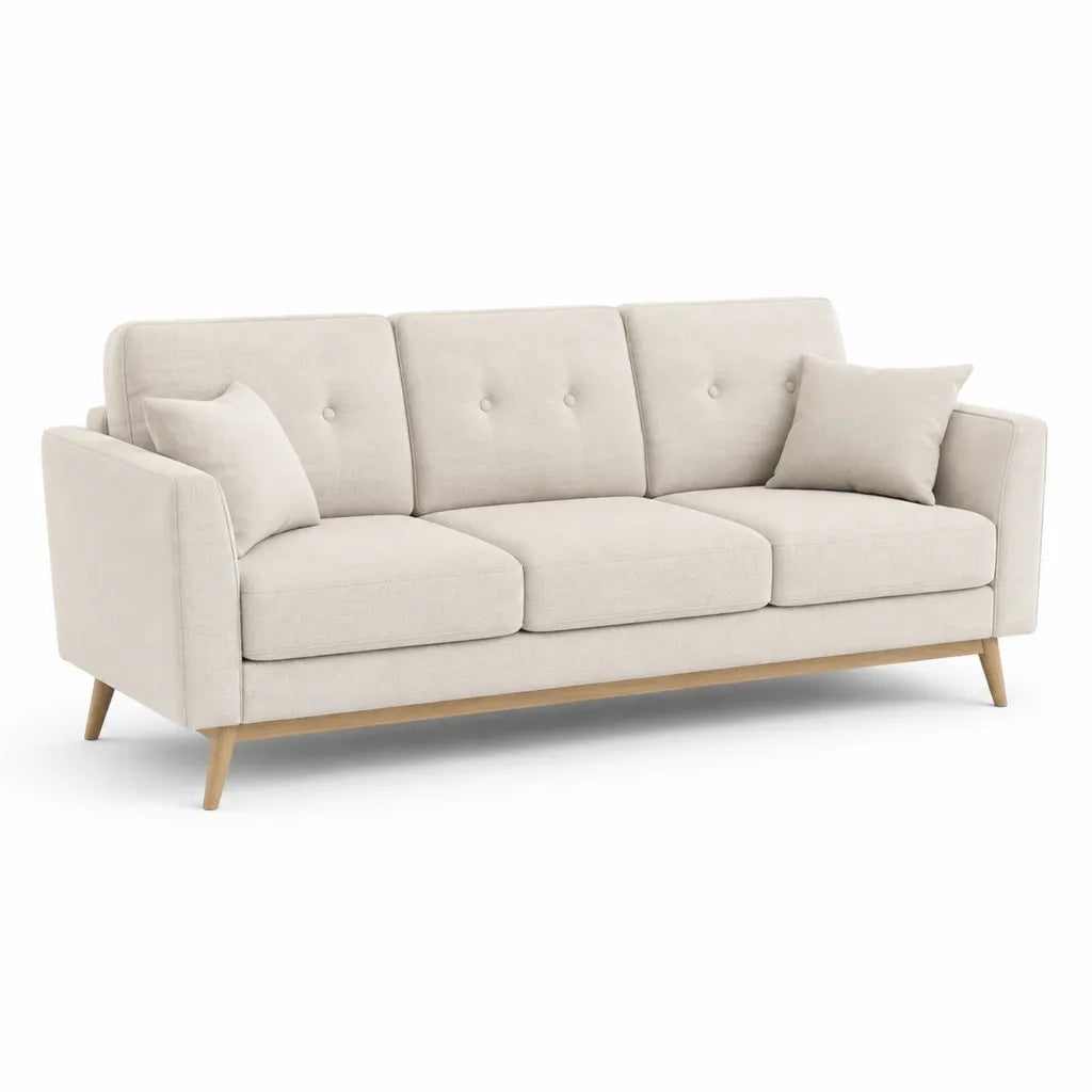 3-Sitzer Sofa aus Polyester mit gerader Form in Creme 210 x 88 x 86 cm