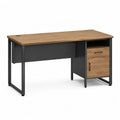 Schreibtisch mit Schublade und Schrank 120 x 60 x 75 cm Spanplatte Stahl rechteckig Eiche Schwarz