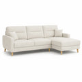 Ecksofa L-Form mit Recamiere 230 x 150 x 85 cm Polyester Cremeweiß