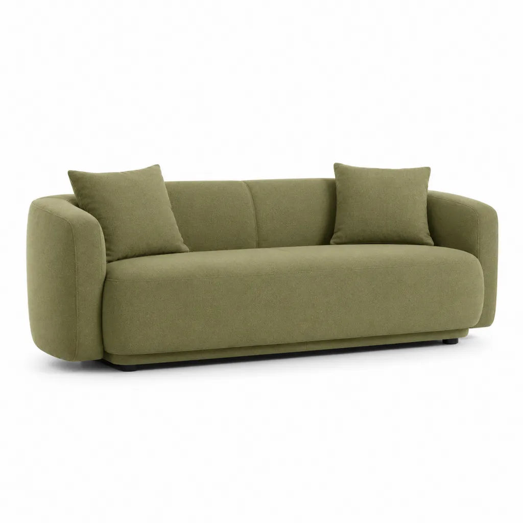 2-Sitzer Sofa mit Kissen 180 x 92 x 75 cm Polyester abgerundete Form Olivgrün