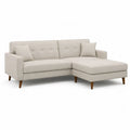 Ecksofa mit Recamiere 220 x 145 cm Polyester Beige