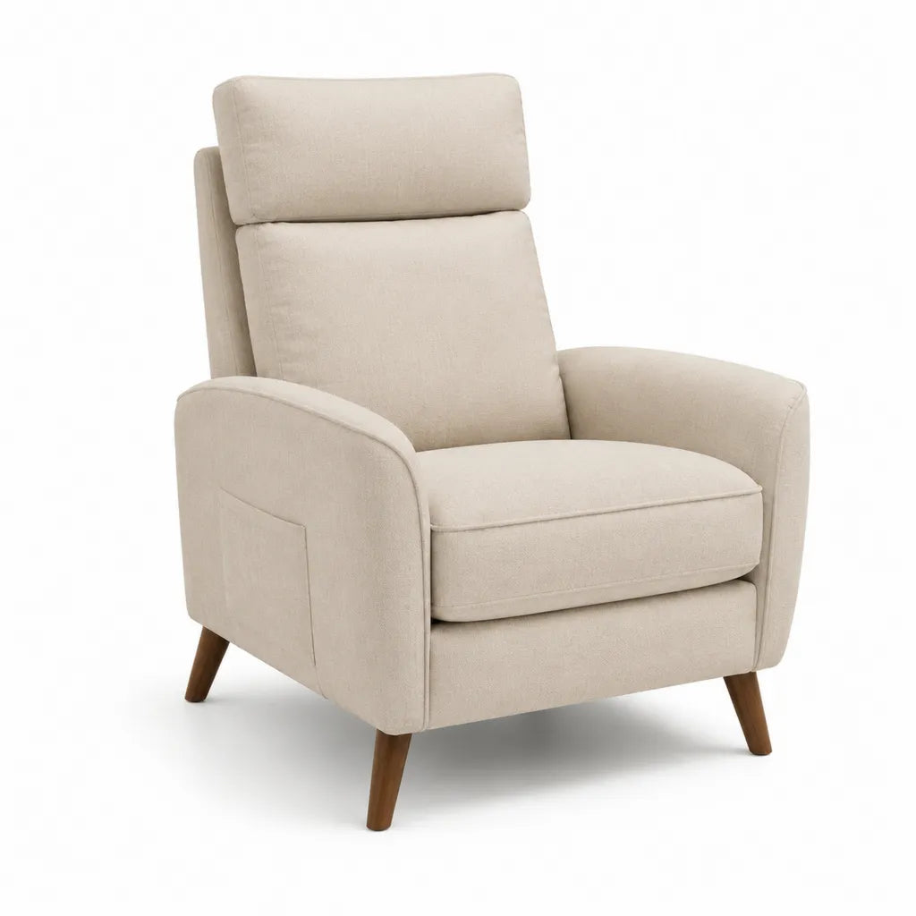 Ohrensessel mit hoher Rückenlehne Polyesterbezug Beige 78 x 88 x 102 cm