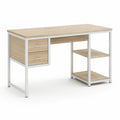 Schreibtisch mit 2 Schubladen und 2 Regalböden 120 x 60 x 75 cm Spanplatte Stahl rechteckig Eiche Hellweiß