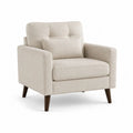 Polstersessel mit Rückenkissen 88 x 85 x 91 cm Polyester Rechteckig Beige