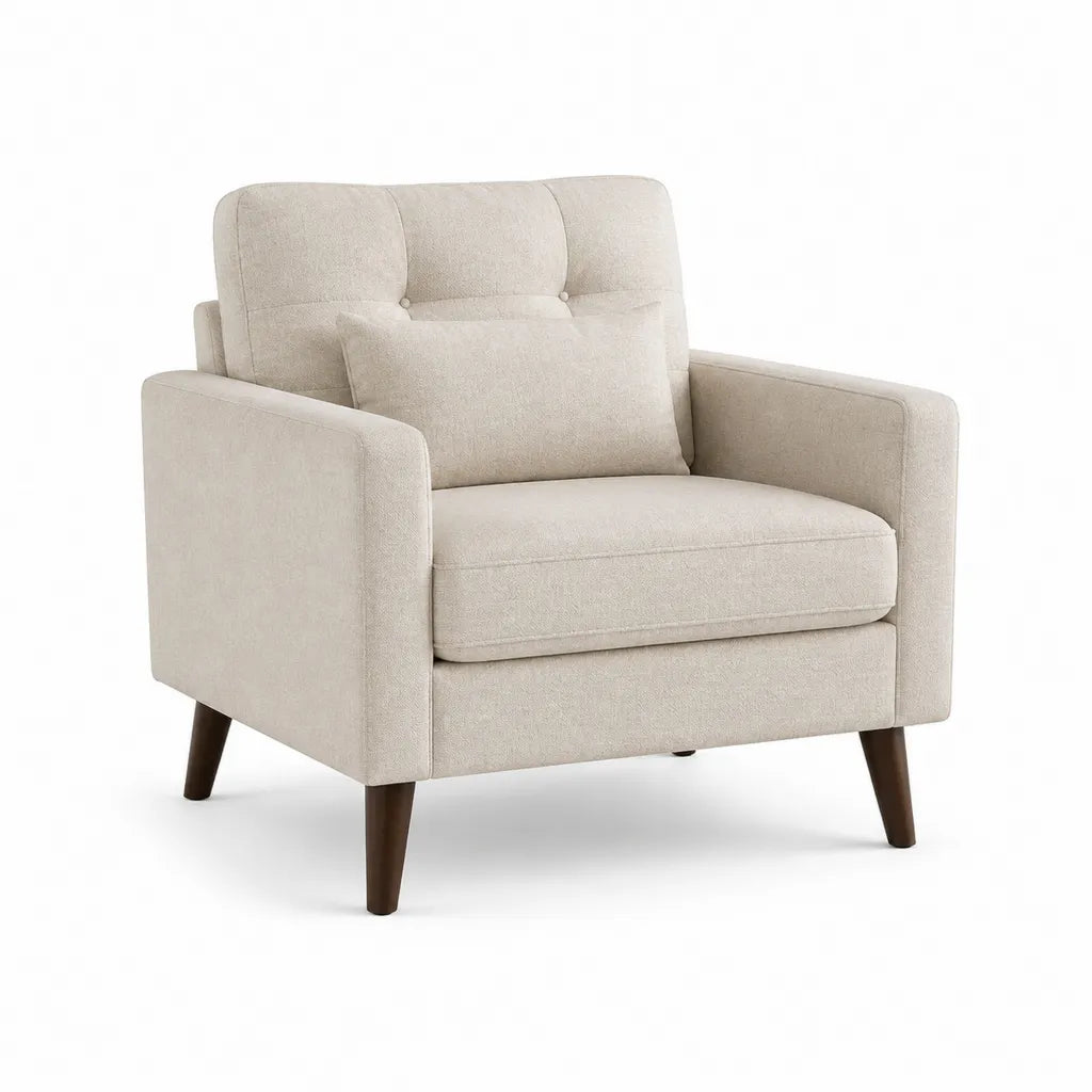 Polstersessel mit Rückenkissen 88 x 85 x 91 cm Polyester Rechteckig Beige